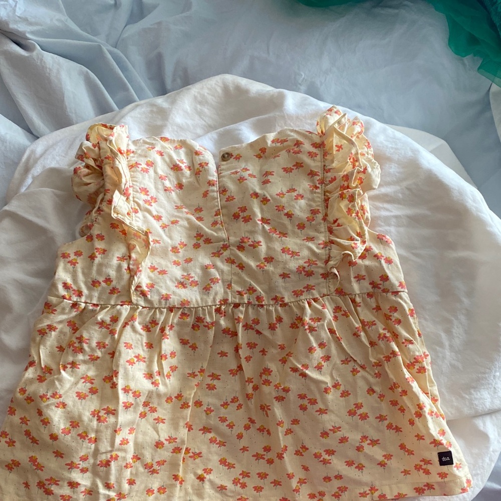 Tea Collection Kids Ruffle Top - Cream and Red - Picture 3 of 6